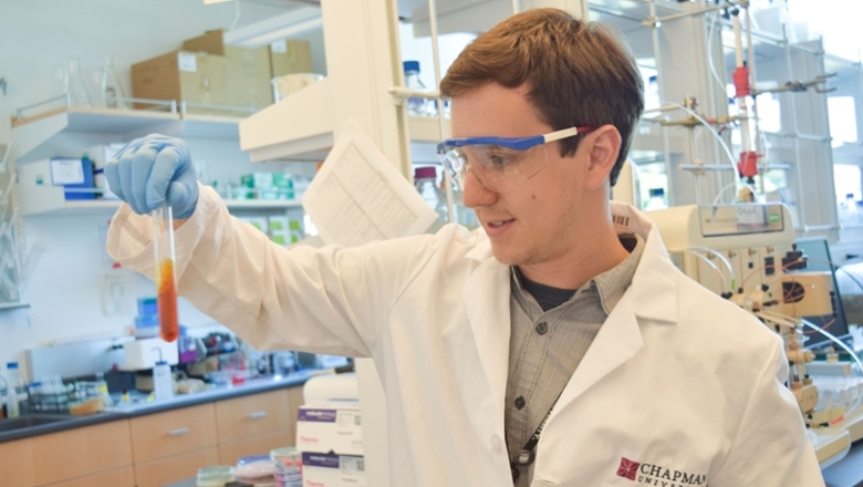 Chapman University student working in a lab