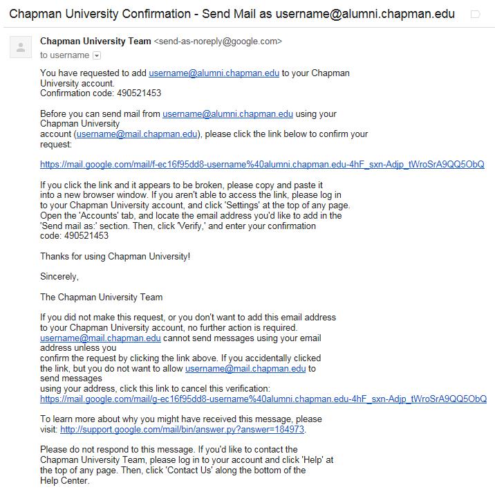 Screenshot of letter from Google giving a confirmation code and describing the custom URL to use to redeem it.