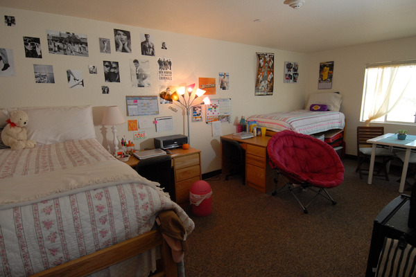 A decorated student room at Chapman University.