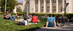 students on lawn