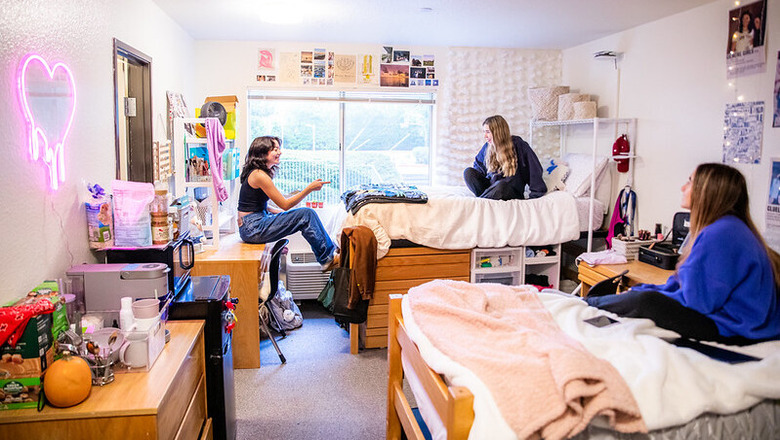 Students in a dorm room