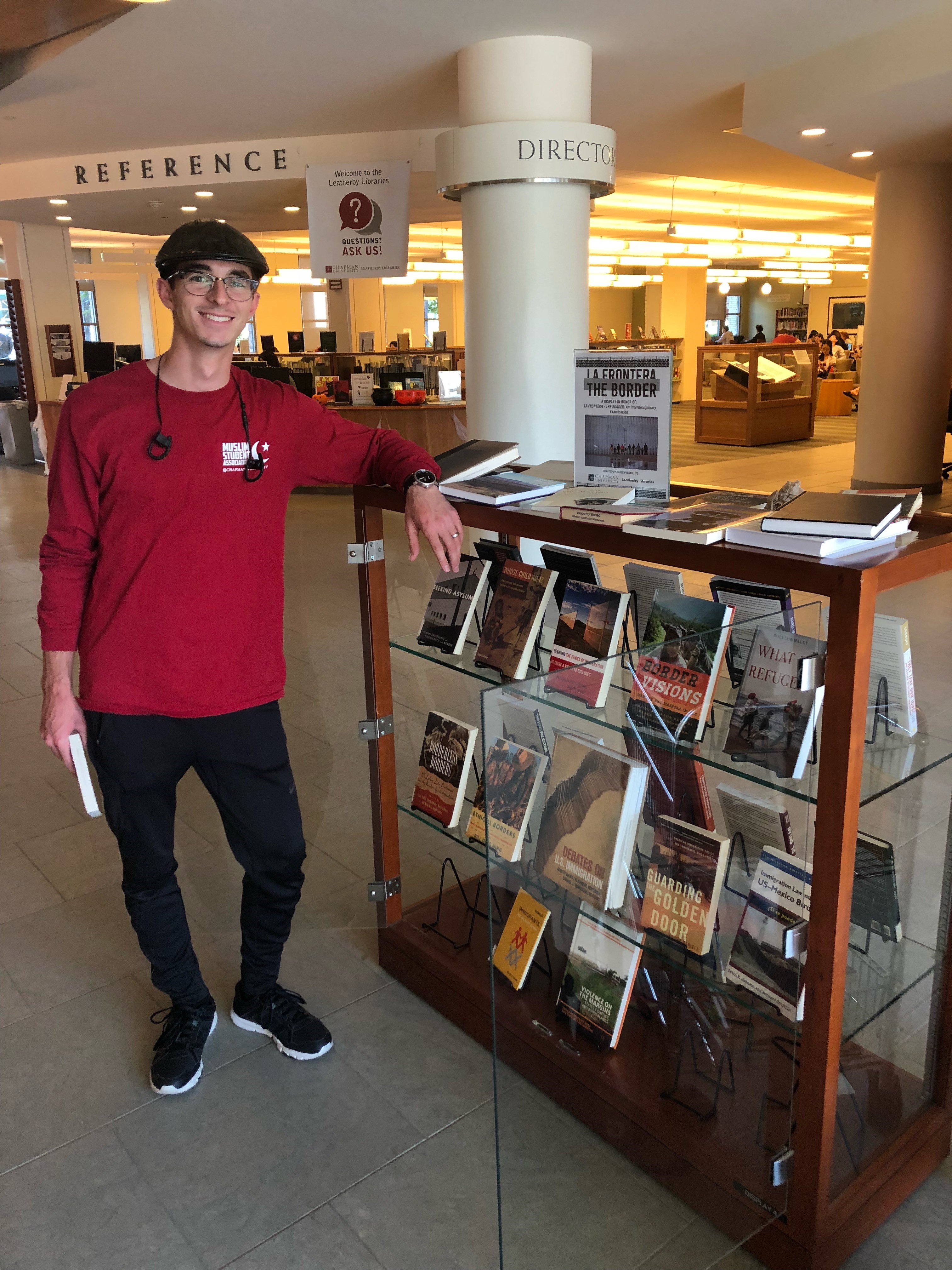 library display with student