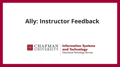 Ally: Instructor Feedback