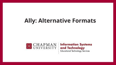 Ally Alternative Formats