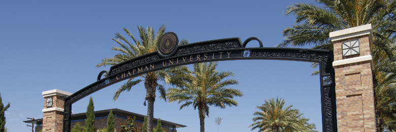 Chapman University's Schmid Gate at the Orange campus.