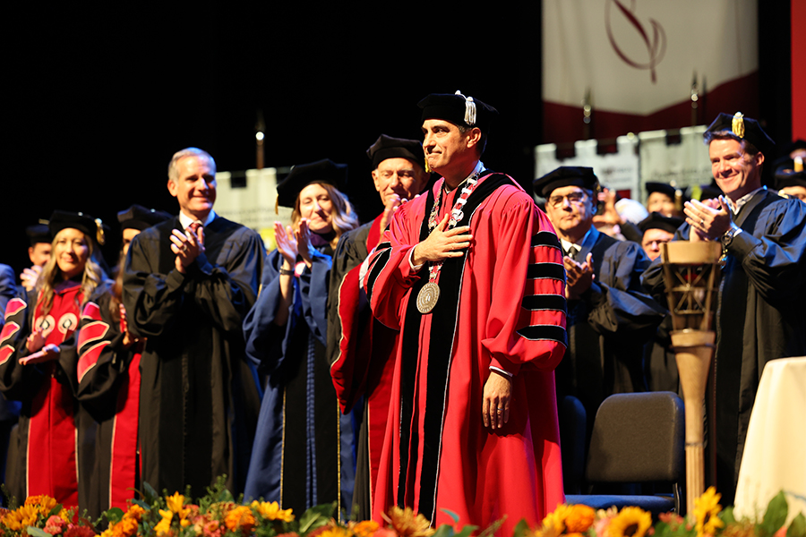 President Parlow receives a standing ovation after his investiture speech President Parlow receives a standing ovation after his investiture speech
