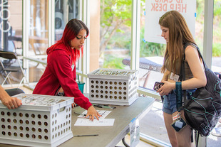 Student at move-in day
