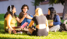 Students sitting on the grass