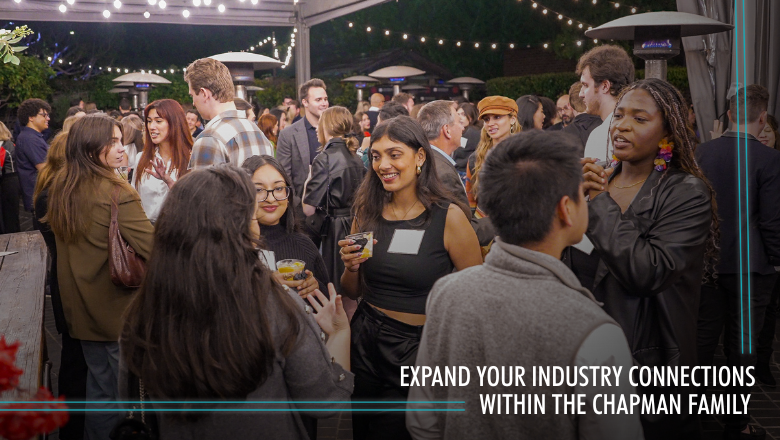 alumni talking at entertainment industry mixer