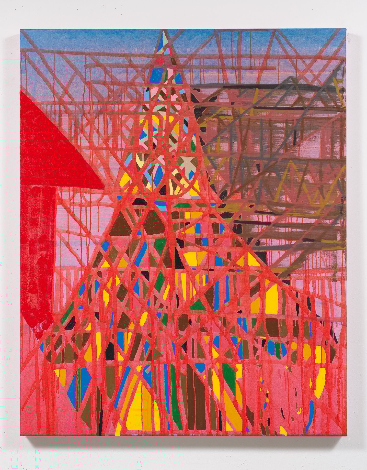 pink and blue abstract painting.