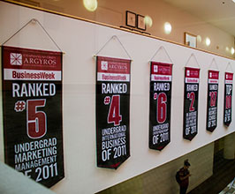 Argyros School Ranking Banners hanging