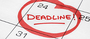 Calendar date circled in red with text: Deadline!