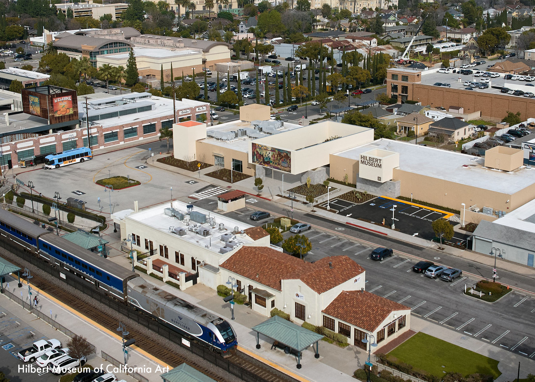 Aerial view of Hilbert Museum and surrounding area