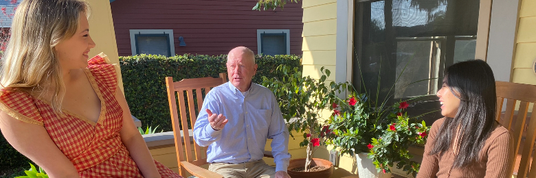 Student and neighbor getting to know each other.