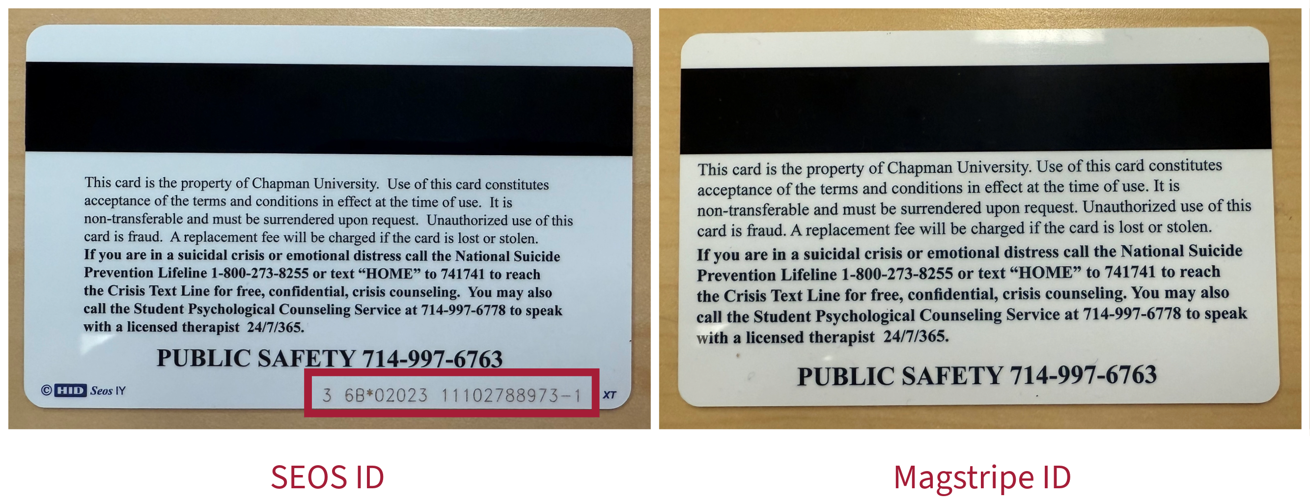 Picture of the back of an ID Cards.