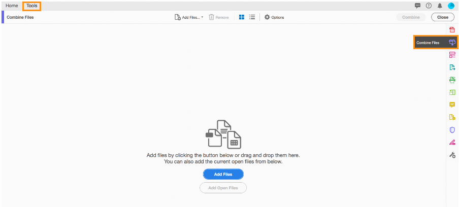 Open the Combine Files tool