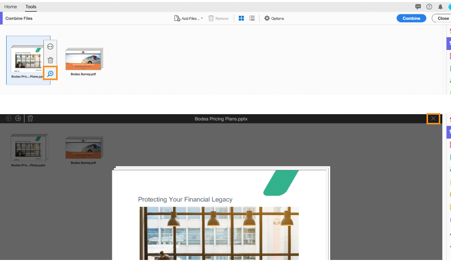 Preview document contents