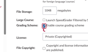 Check Enable the course grading scheme.