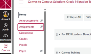 Log on to canvas.chapman.edu and navigate to your Canvas course. On the left-hand menu, click on Assignments.