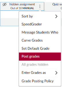 Unposted Grades mean the assignment is set to a Manual Grade Posting Policy, and grades are hidden from students until the instructor manually posts them. 