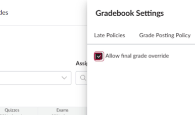 Check Allow final grade override.