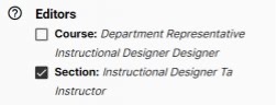 Editors section showing Section as checked 