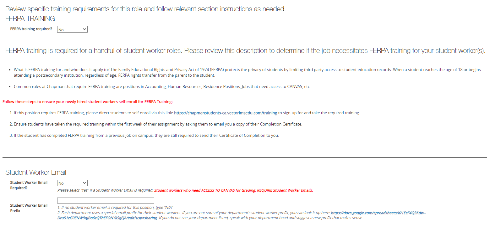 Questions about FERPA training and student worker email address in PeopleAdmin