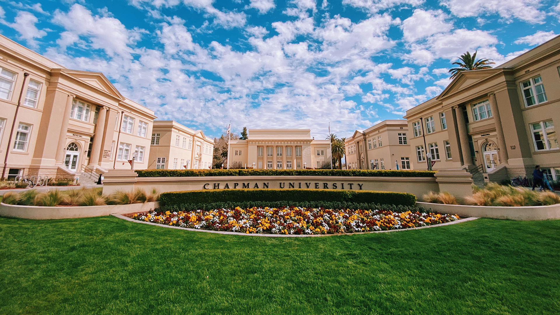 Picture of memorial lawn at Chapman University.