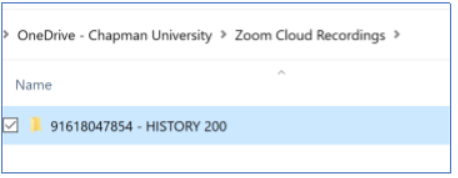 Screenshot of the Zoom Downloader file folder on a desktop screen.