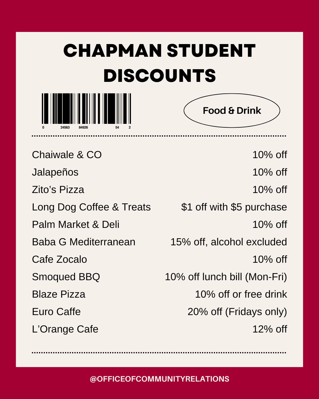 Food & Drink discount Food & Drink discount