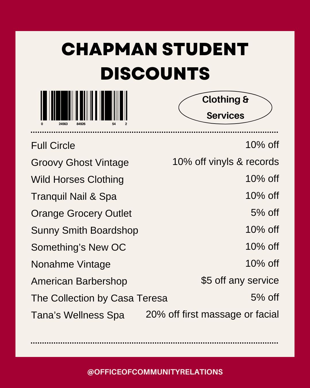 Clothing & Services Discount