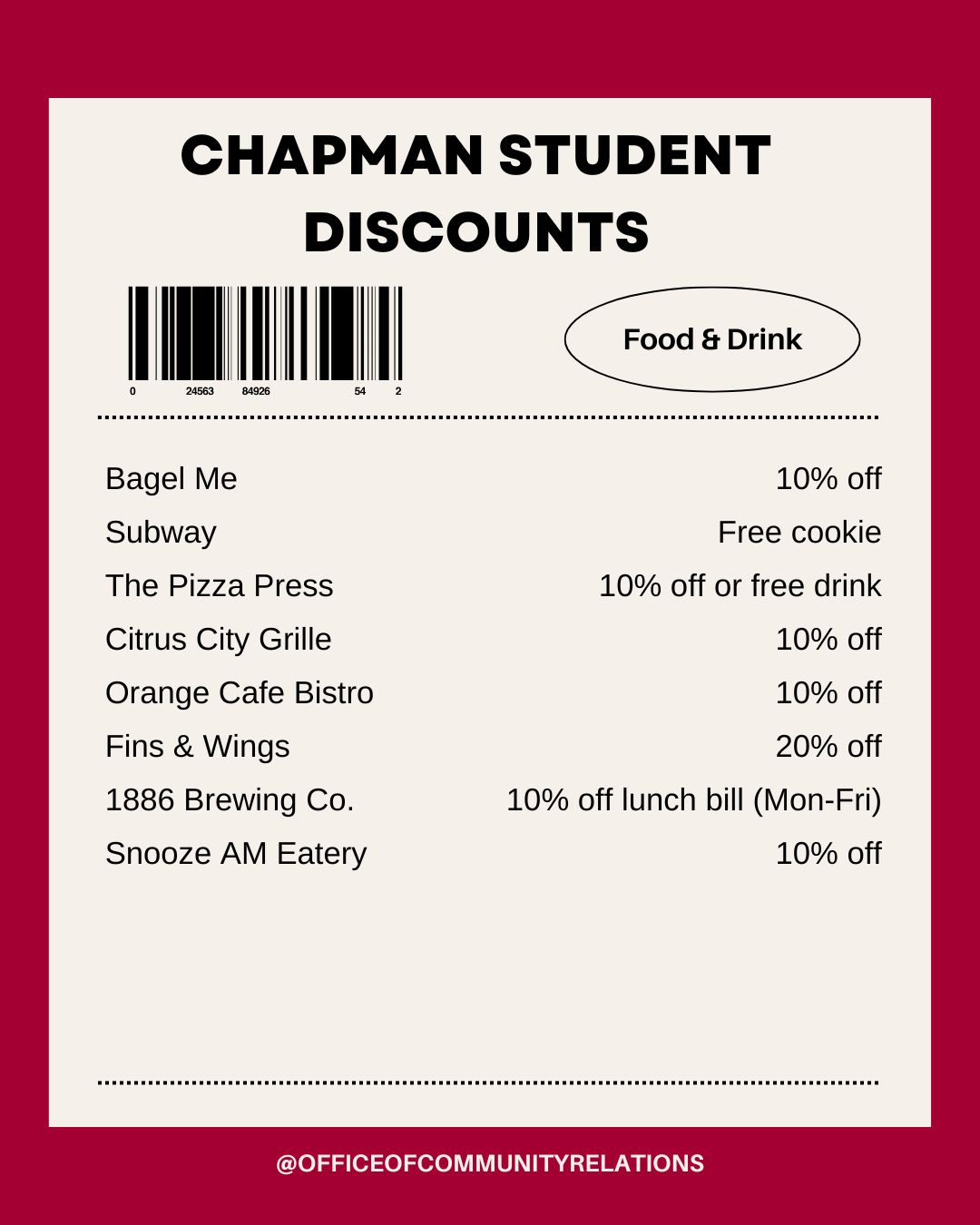 Food & Drink Discounts