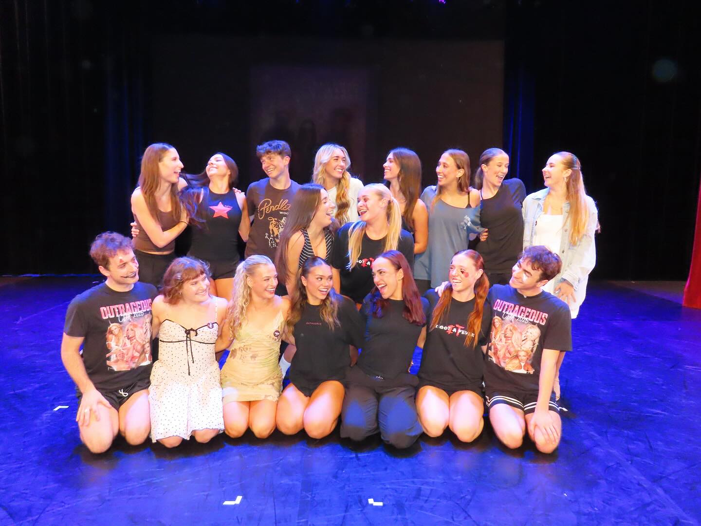 Students from Chapman Dance Team laughing together
