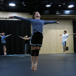 Chapman students dancing in an on-campus dance studio.
