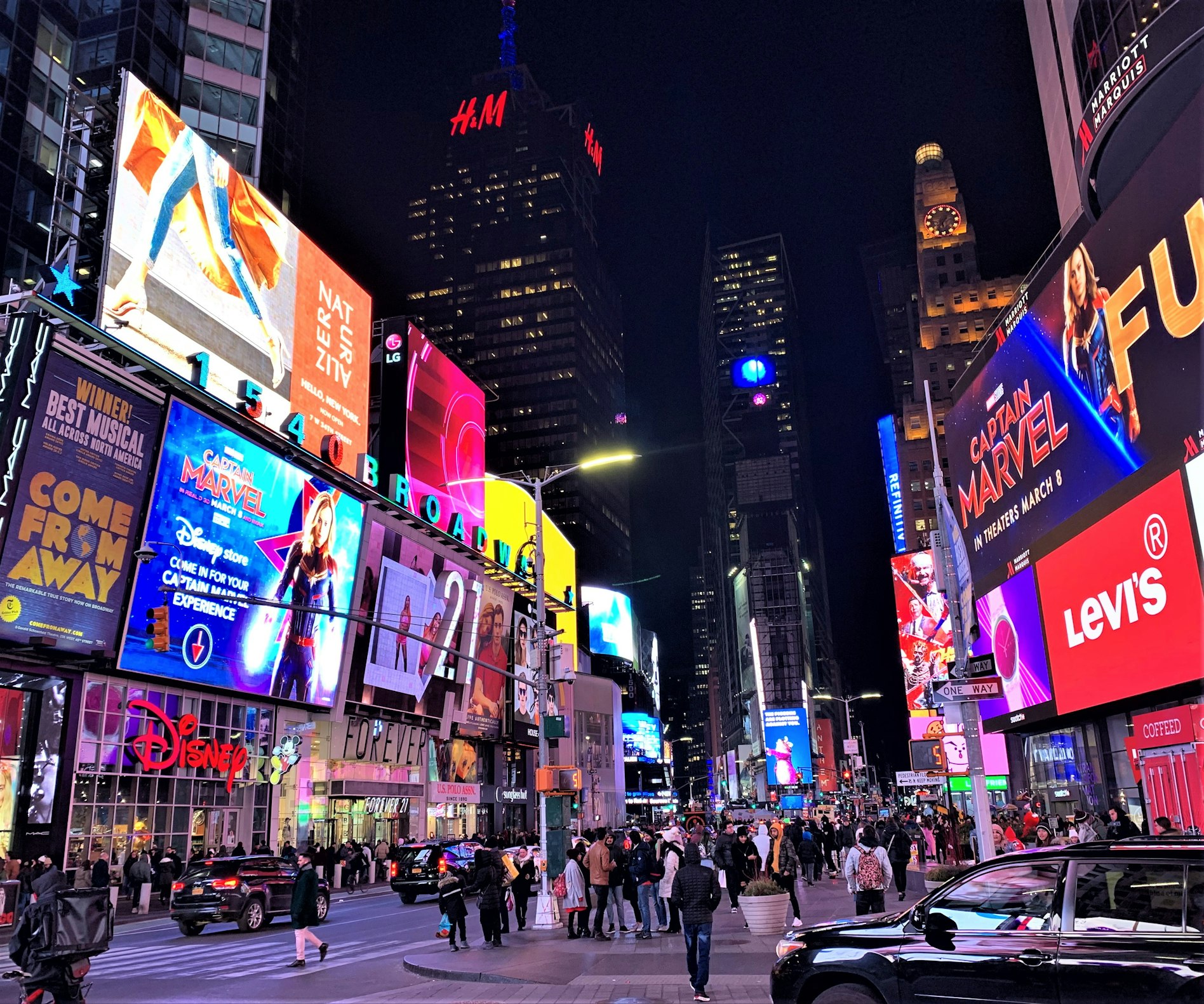 Times Square in New York City at night