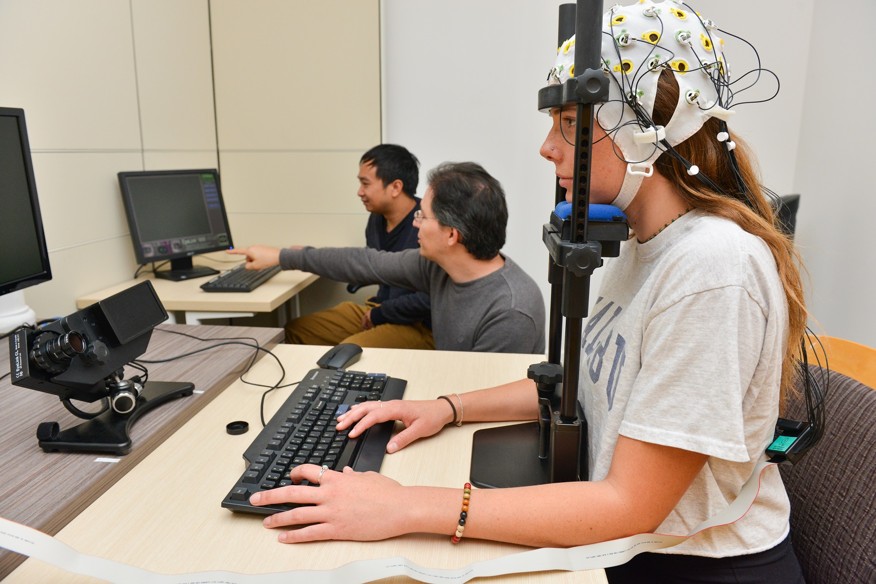Student participating in brain research