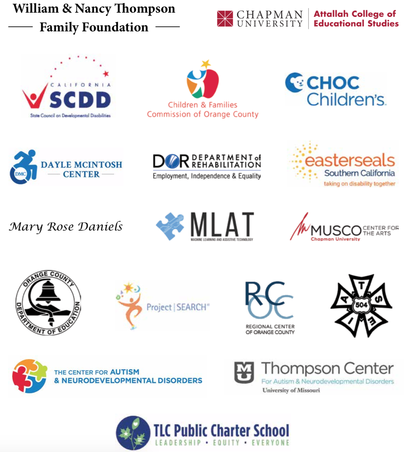 A collage displaying the logos of 16 community partners