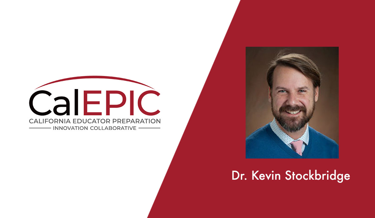 Dr. Kevin Stockbridge's headshot on the right and the CalEPIC logo on the left