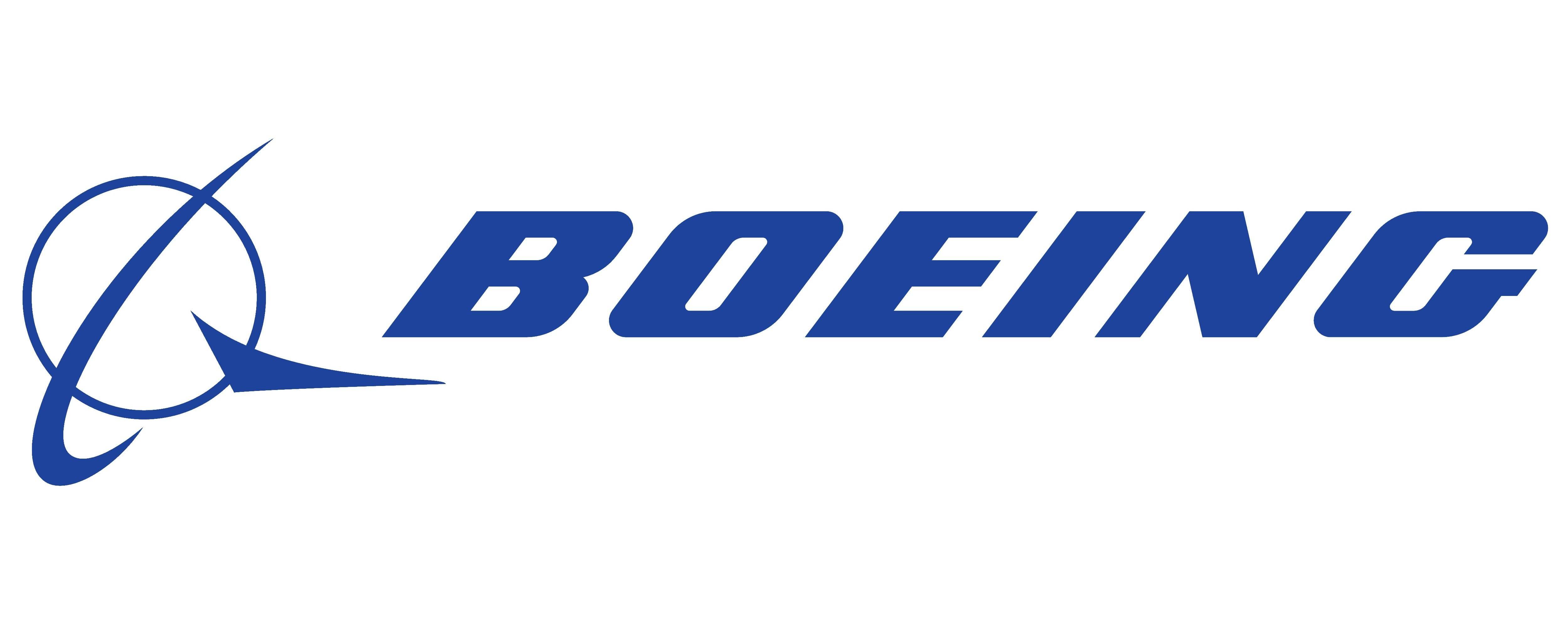 Navy blue Boeing logo with a circle, stripe, and triangle