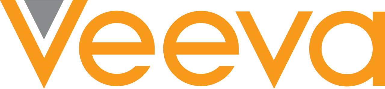 Orange Veeva logo with a grey triangle in the first V