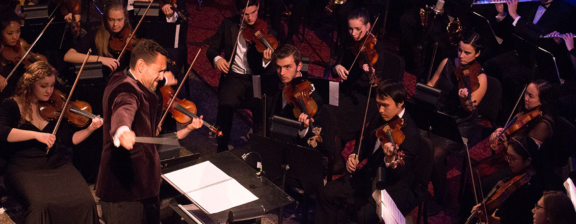 Orchestra preforming at Wassail 2015