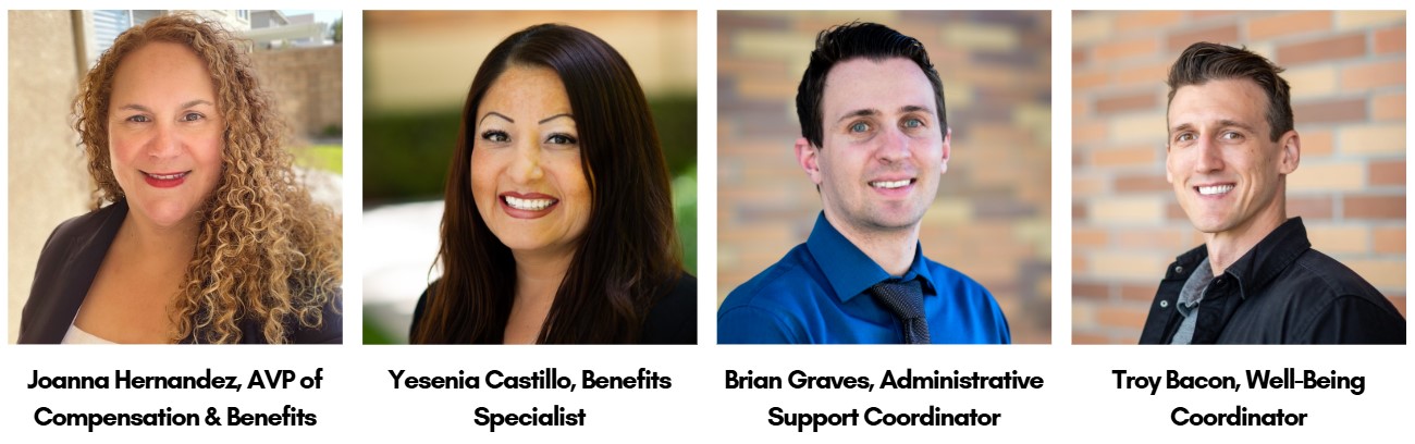 benefits team headshots, names, and titles