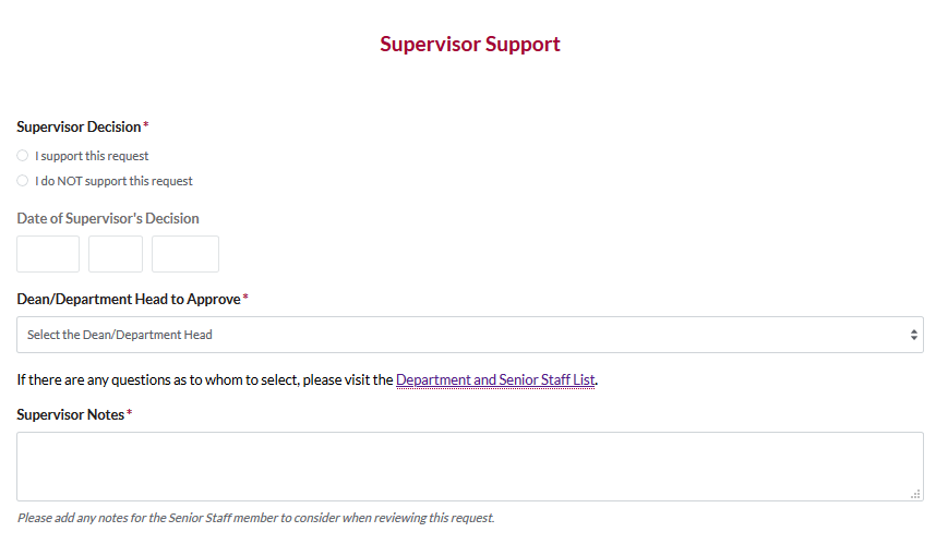 screenshot of the supervisor section from Formstack. This has been described in this section..