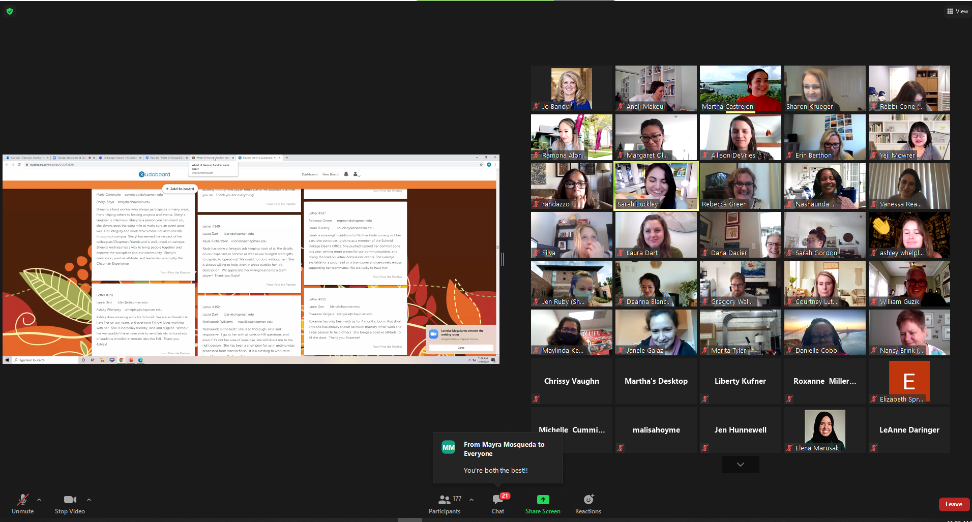 Zoom meeting with shared screen
