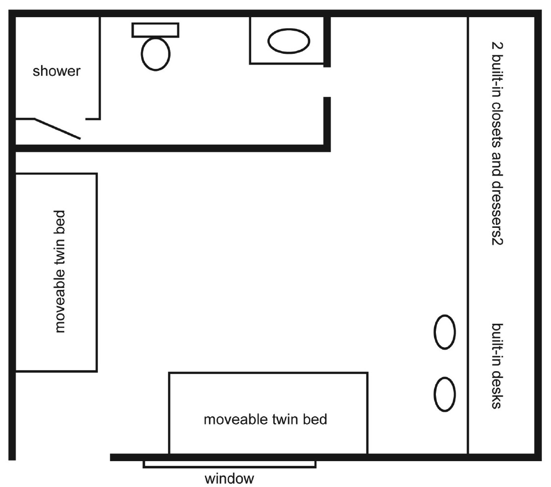 A floorplan of a room in South Morlan.