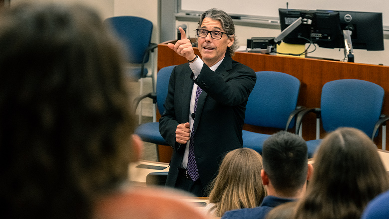 Fowler School of Law professor teaching a class