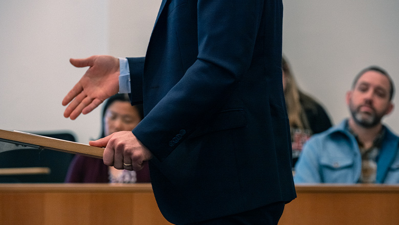 Fowler School of Law student argues a case