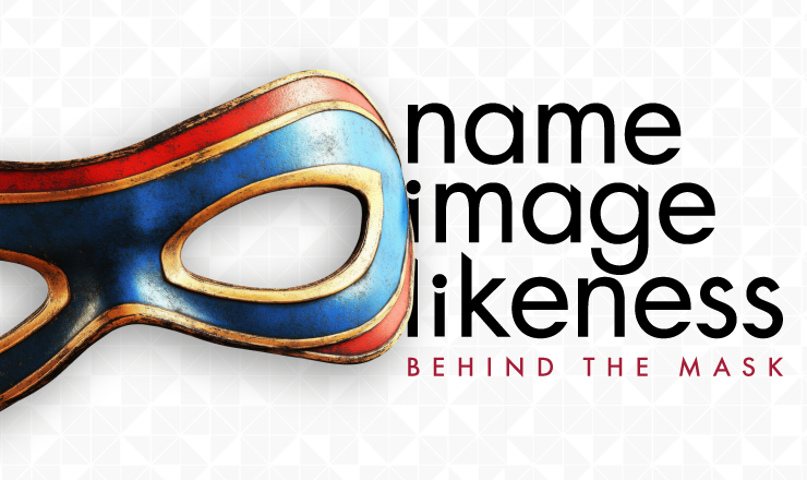 Poster graphic for the 2026 Entertainment and Sports Law Symposium: Name, Image & Likeness