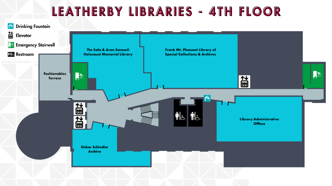 Map of the Leatherby Library fourth floor