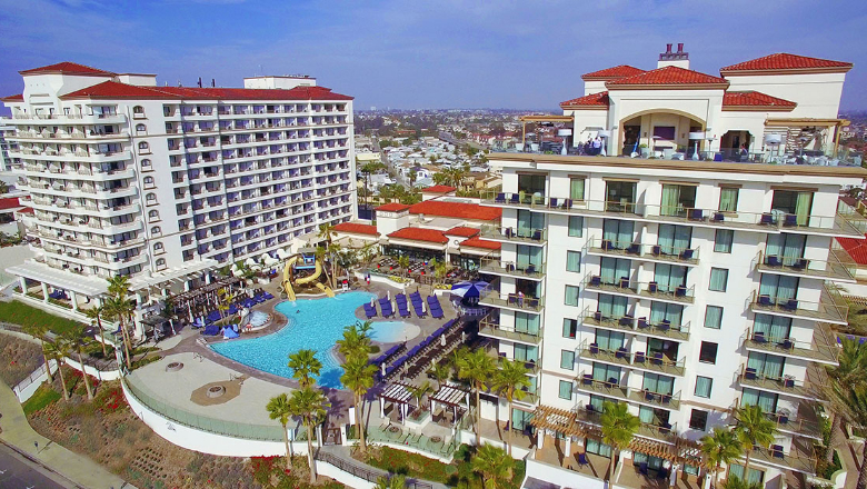 Exterior view of the Waterfront Hilton Huntington Beach